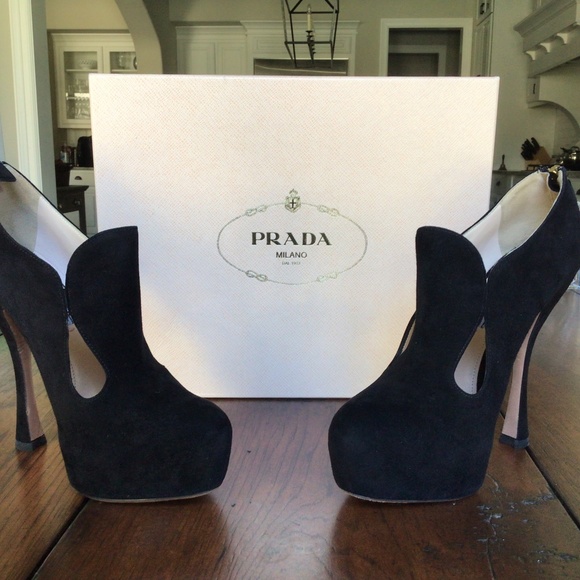 Prada Shoes - Prada cut out suede booties